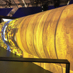 Screen Goo Rear Projection coatings sprayed onto 360 degree interactive tunnel at ISE-2019 Epson Vortex display